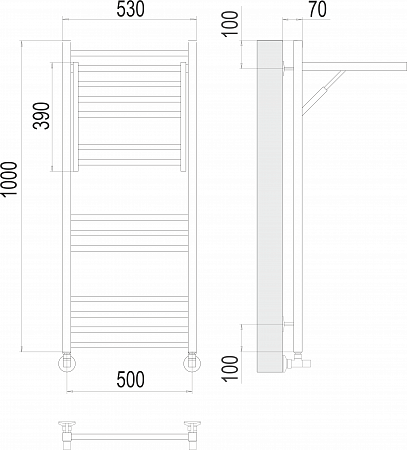 Полотенцесушитель водяной TERMINUS Валенсия П14 500х1000