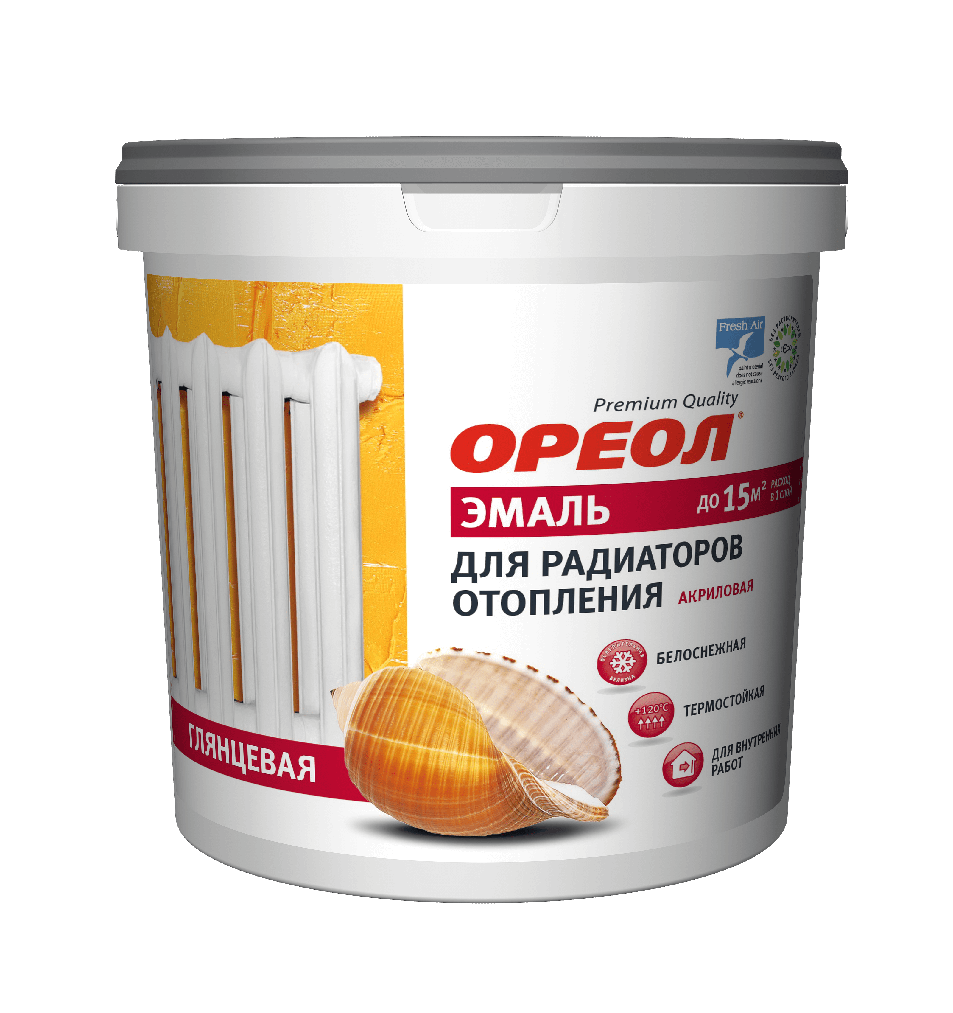 Эмаль Ореол для радиаторов акриловая для внутренних работ матовая белая