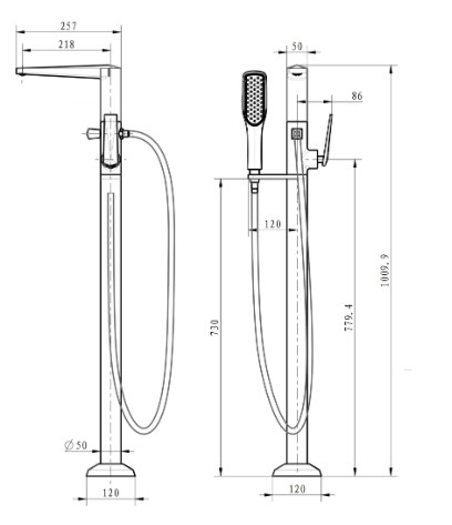 Смеситель напольный Boheme VENTURO 379-SGM