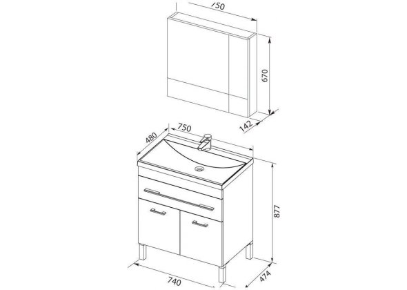 Мебель для ванной Aquanet "Верона 75" белый