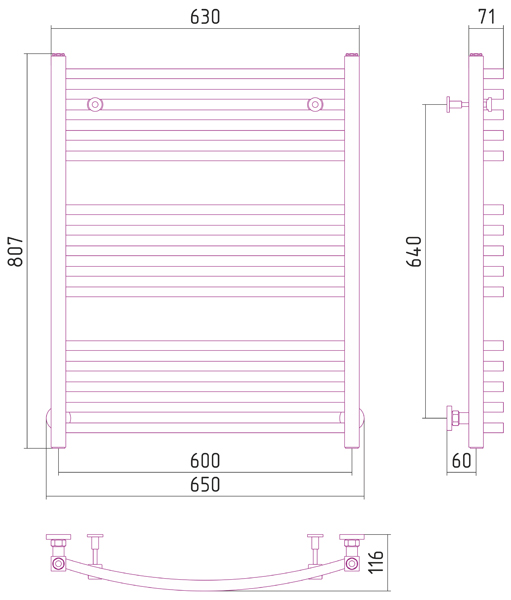 Полотенцесушитель СУНЕРЖА Аркус 800х600