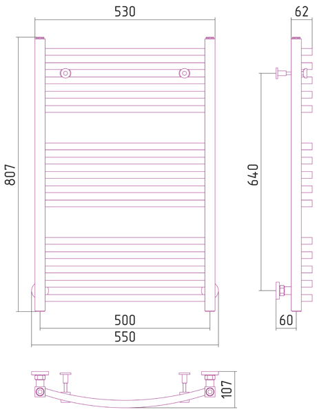 Полотенцесушитель СУНЕРЖА Аркус 800х500