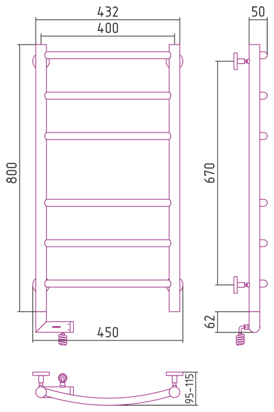 Полотенцесушитель СУНЕРЖА Галант 2.0 800х400