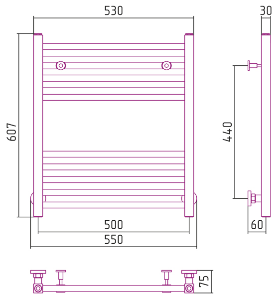 Полотенцесушитель СУНЕРЖА Модус 600х500