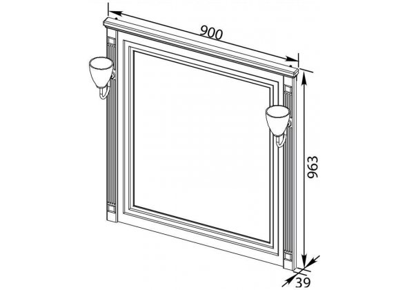 Зеркало Aquanet "Паола 90" белый/золото