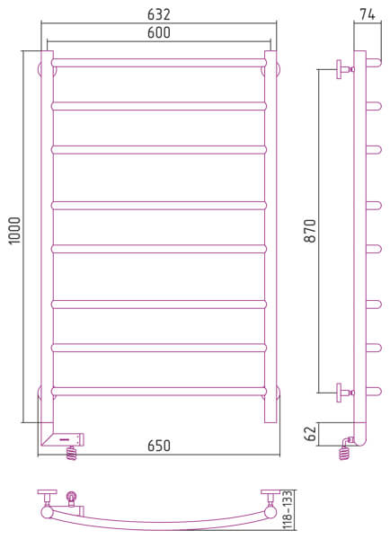 Полотенцесушитель СУНЕРЖА Галант 2.0 1000х600