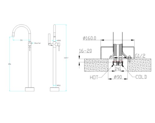 Смеситель для ванны напольный Boheme UNO 469-CR (229)