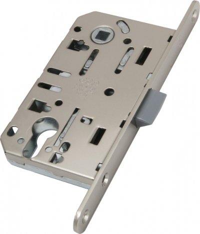 Замок межкомнатный под цилиндр AGB MEDIANA EVOLUTION матовый хром + отв. планка B01103.50.34.567