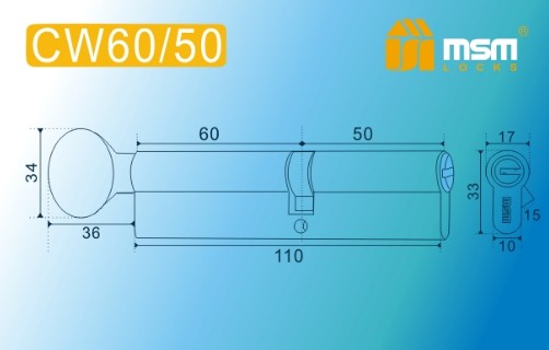 Цилиндровый механизм перфорированный MSM ключ-вертушка CW60/50mm