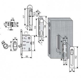Ручка для раздвижной двери с замком AGB KIT С В02923.50.06 хром полированный