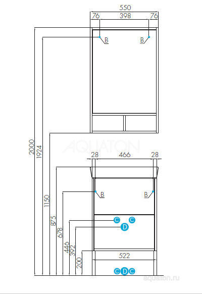 Зеркало Aquaton "Йорк 55" белое/ясень фабрик