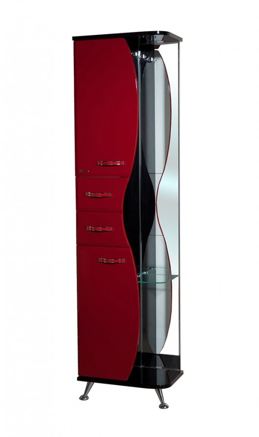 Шкаф-пенал Bellezza "Рио 50" R/L черный/красный