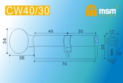 Цилиндровый механизм перфорированный MSM ключ-вертушка CW40/30mm