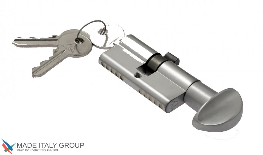 Цилиндровый механизм Venezia 25/10/35 матовый хром ключ-вертушка