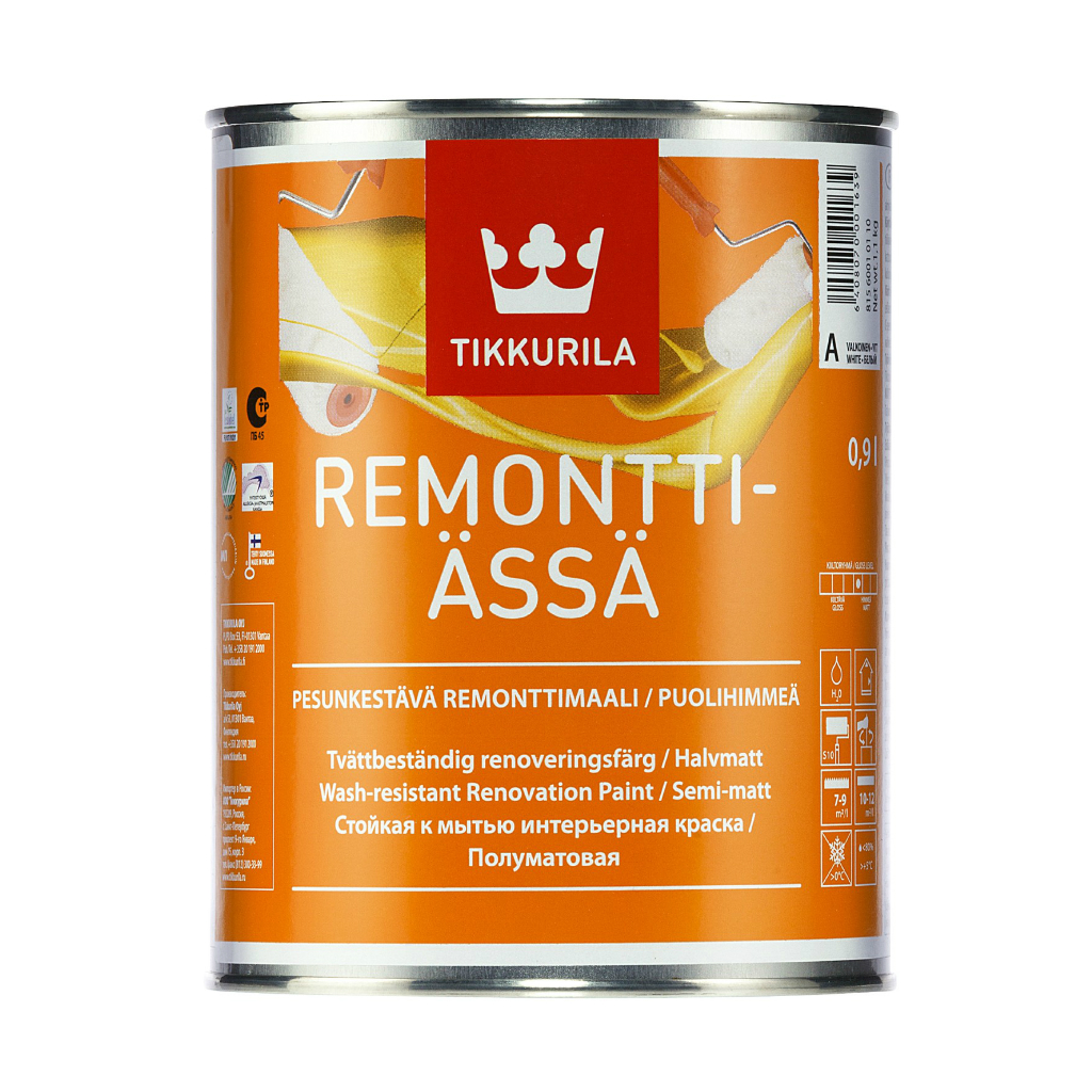 Краска Tikkurila Remontti Assa полуматовая для стен и потолков