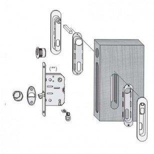 Ручка для раздвижной двери с замком AGB Scivola T Kit D В03925.50.06 хром полированный