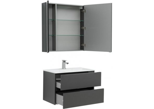 Мебель для ванной Aquanet "Алвита 80" серый антрацит