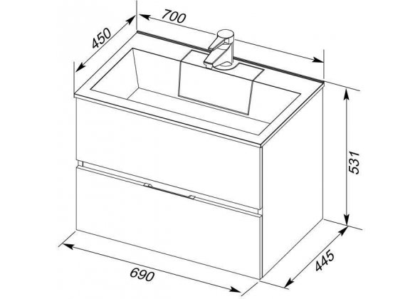 Тумба с раковиной Aquanet "Алвита 70" белая