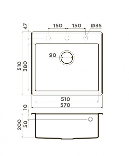 Кухонная мойка Omoikiri Tedori 57