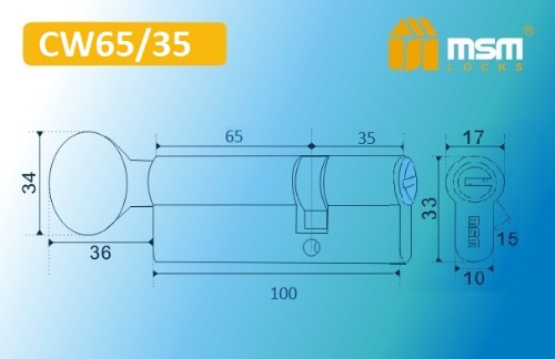 Цилиндровый механизм перфорированный MSM ключ-вертушка CW65/35mm