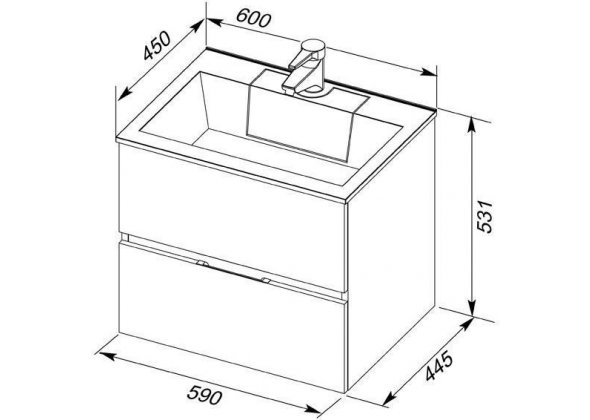 Тумба с раковиной Aquanet "Алвита 60" белая