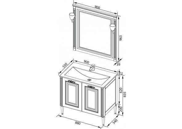 Мебель для ванной Aquanet "Паола 90" белый/золото