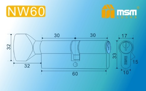 Цилиндровый механизм простой MSM ключ-вертушка NW60mm AB бронза