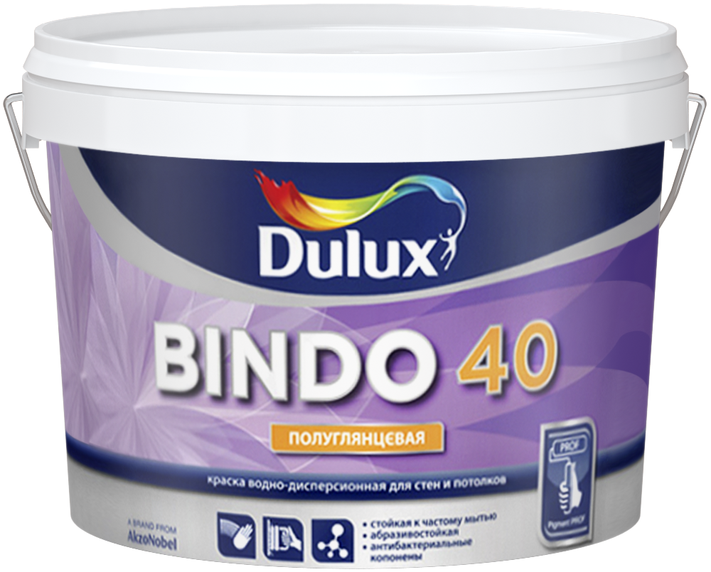 Краска Dulux Professional Bindo 40 для стен и потолков полуглянцевая 