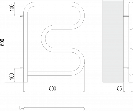 Полотенцесушитель электрический TERMINUS Электро 25 F-обр 500х500 поворотный
