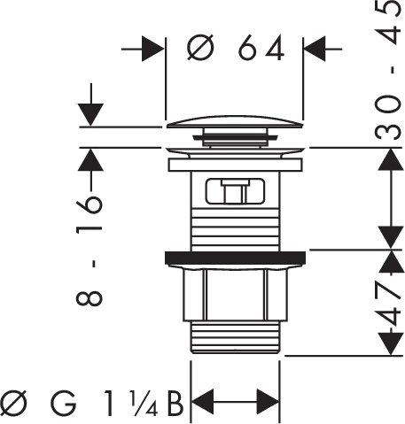 Донный клапан для раковины Push-Open Hansgrohe 50105000