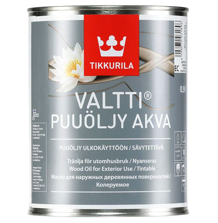 Масло Tikkurila Valtti Akva водорастворимое для дерева содержащее воск