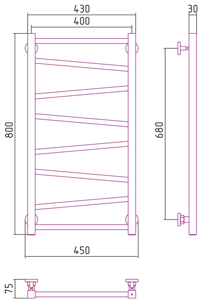 Полотенцесушитель СУНЕРЖА Сирокко 800х400