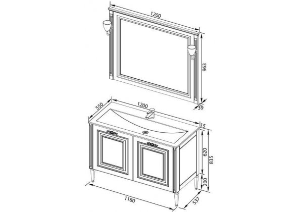 Мебель для ванной Aquanet "Паола 120" белый/золото