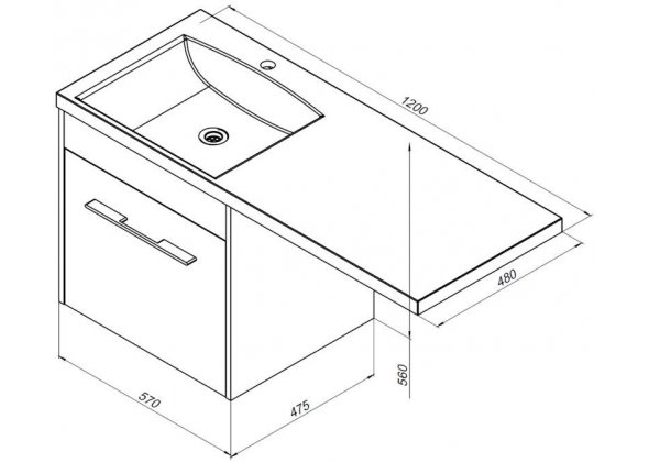 Тумба с раковиной Aquanet "Августа 120" R белая