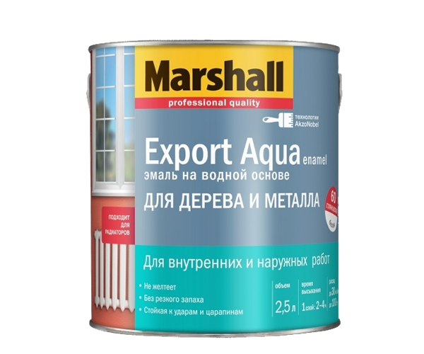 Эмаль Marshall Export Aqua для дерева и металла водная полуматовая