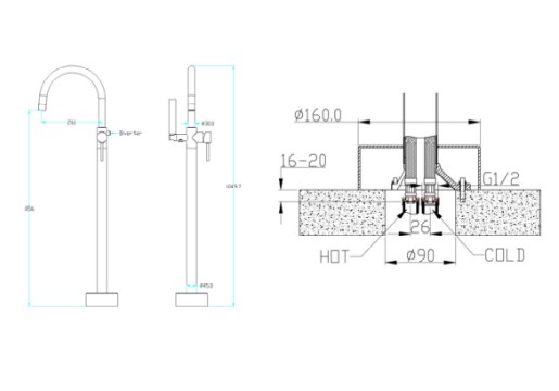 Смеситель для ванны напольный Boheme UNO 469-B (229-B)