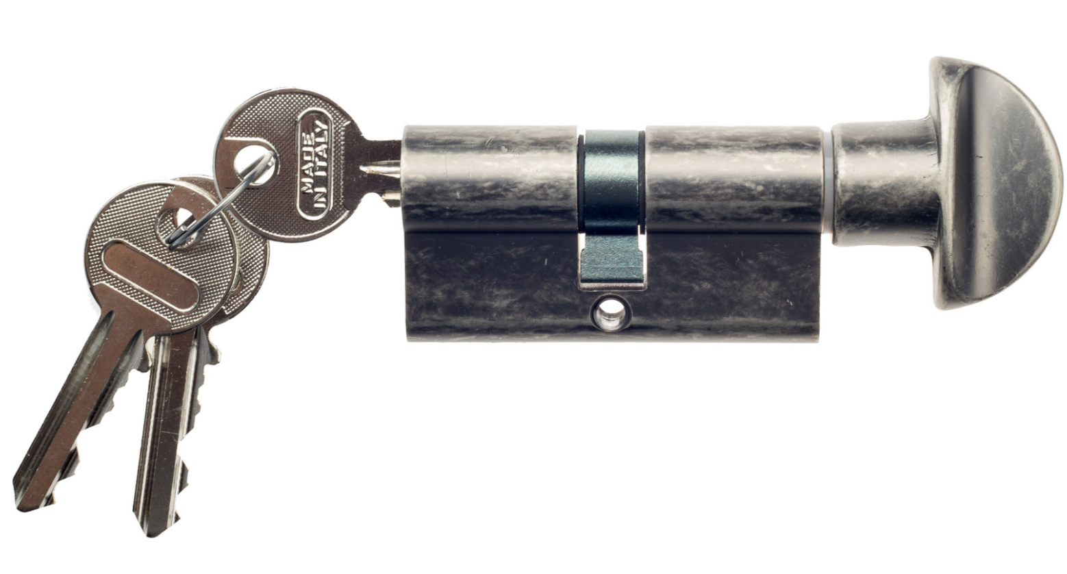 Цилиндровый механизм Venezia 25/10/25 античное серебро ключ-вертушка