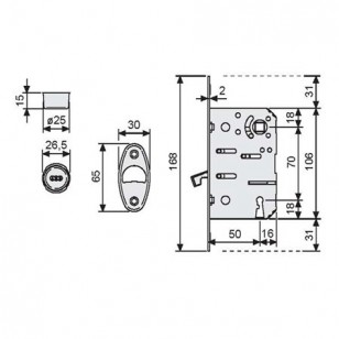 Ручка для раздвижной двери с замком AGB Scivola T Kit D B03925.50.03 латунь полированная