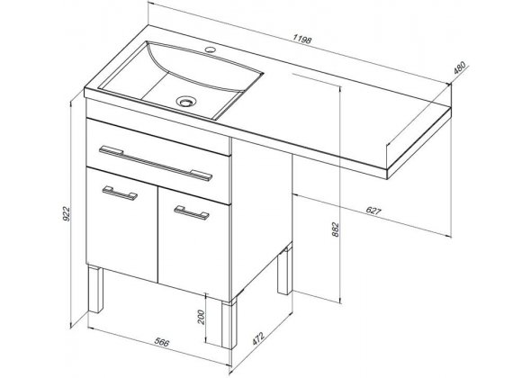 Тумба с раковиной напольная Aquanet "Верона 120" L белая 