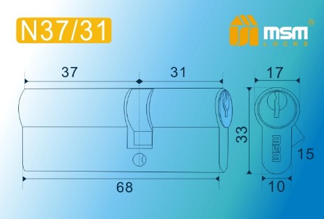 Цилиндровый механизм простой MSM ключ-ключ N37/31mm