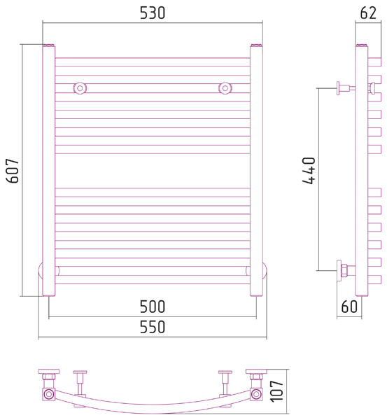 Полотенцесушитель СУНЕРЖА Аркус 600х500
