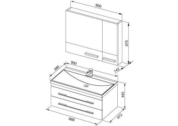 Мебель для ванной Aquanet "Нота 90" белый 