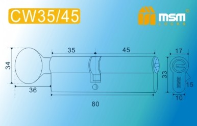 Цилиндровый механизм перфорированный MSM ключ-вертушка CW35/45mm