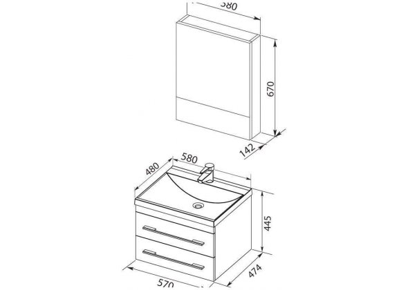 Мебель для ванной Aquanet "Верона 58" белый (2 ящика)