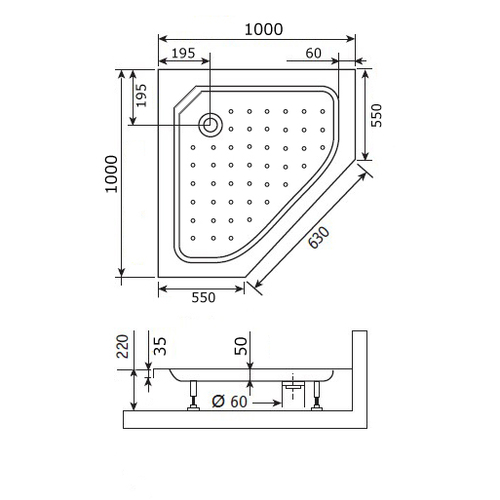 Душевой поддон 100x100 трапеция RGW STYLE-TR FW5-8 белый