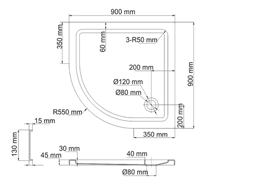Душевой поддон 90х90 WasserKraft Isen 26T01