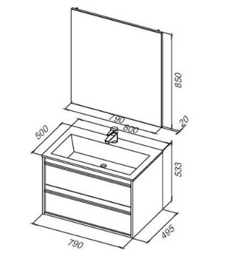 Тумба с раковиной Aquanet "Lino 80" 253903