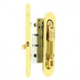 Ручка для раздвижной двери с замком AGB Scivola T Kit D B03925.50.03 латунь полированная