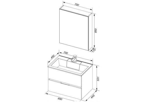 Мебель для ванной Aquanet "Алвита 70" белый