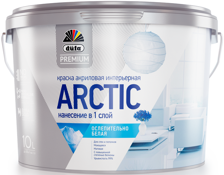 Краска Dufa Premium Arctic для стен и потолков глубокоматовая белая